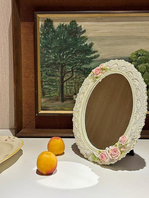 德國60svintage玫瑰童話中古掛鏡鏡子