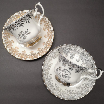 【二手】英國原產Royal Albert骨瓷混搭款咖啡杯碟茶杯碟～ 回流 瓷器 賞盤【大開門古玩】-330