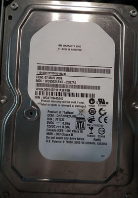 WD 250gb黑標sata 3.5吋硬碟WD2502ABYS-23B7A0硬碟250g 7200轉IBM