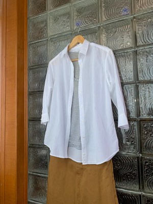 無印良品新疆棉七分袖襯衫白色m日版