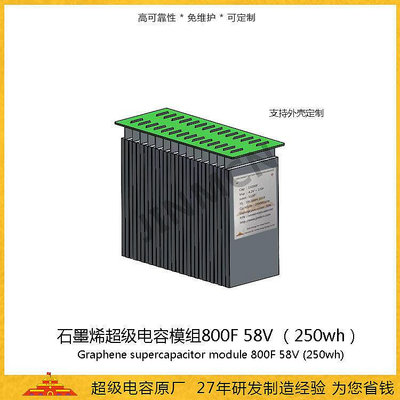 廠家出貨石墨烯超級電容模組800F 58V 5ah  儲能電容250wh 法拉電容50A
