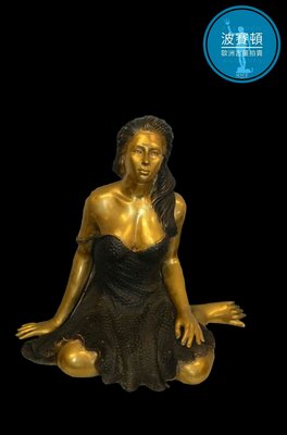 【波賽頓-歐洲古董拍賣】歐洲/西洋 西班牙古董 新藝術風格 大型青銅雕塑像－嫵媚的長髮女人(年份:1950-1970年)(已售出)