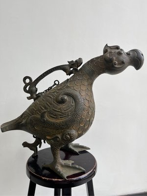 早期收藏老銅銅雕萬年神獸如意神鳥聚寶盆擺件
