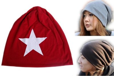 【海倫精坊】四季可用~星狀圖騰雙層薄版素面紅色彈性帽~坐月子化療(特價１５０元)B816
