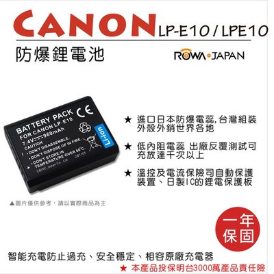 彰化市@樂華 Canon LP-E10 副廠電池 LPE10 外銷日本 EOS 1100D Kiss X50 一年保固