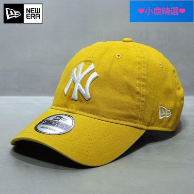 ❤小鹿嚴選❤New Era帽子女夏天韓國代購9FORTY軟頂大標NY鴨舌帽MLB棒球帽黃色
