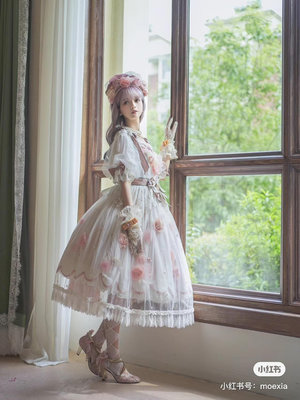 【古典玩偶】lolita奧斯汀花嫁通販版粉白色OP樣衣