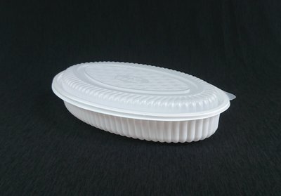 含稅100組【0302 白色魚盤 2300 可蒸可微波】橢圓盤 塑膠盤 白色盤子 年菜盒 年菜鍋 年菜盤 雞湯碗 魚翅碗