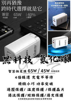mtos GaN 65W 氮化鎵 Type-C+USB雙孔智慧快速充電器 65W氮化鎵快充頭 外銷日本防火材質