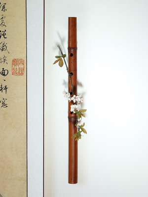 日式竹製熏壁掛花器插花居家裝飾品花瓶花籃擺件竹笛新中式禪意-瑞芬好物家居