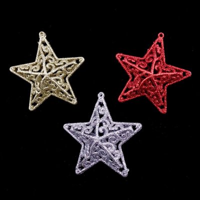 聖誕節聖誕樹立體星星裝飾 8cm金蔥立體星