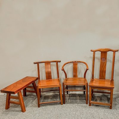 熱賣 實木餐椅中式紅木椅子家用凳子靠背書桌用花梨木牛角椅陽臺喝茶椅實木椅子