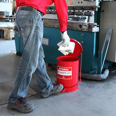 西斯貝爾WA8109500油漬廢棄物防火垃圾桶腳踏式紅色垃防