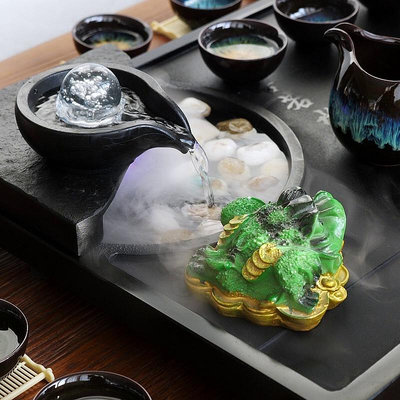 廠家出貨烏金石茶具套裝家用流水茶盤套裝現代簡約陶瓷紫砂霧化小茶臺整套