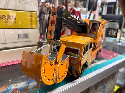 約1970年 日本老玩具 早期 鐵皮玩具/工程車 吊車 送 古早挖土機老紙盒 功能正常/眷村 童玩 古董玩具