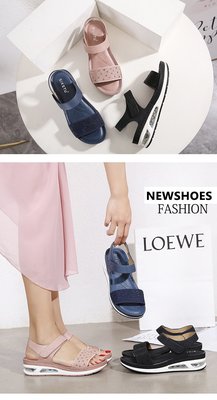 【 宜大 】 韓版 歐美款 水鑽氣墊底女涼鞋 厚底坡跟女涼鞋