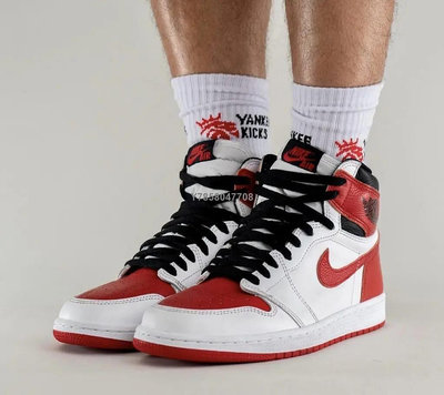 Nike Air Jordan 1 High OG Heritage 白紅高幫運動籃球鞋 555088-161男鞋[上井正品折扣店]