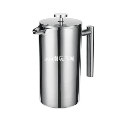 下殺-304不銹鋼法壓壺 法式過濾手沖咖啡壺器具雙層濾網保溫壺配套