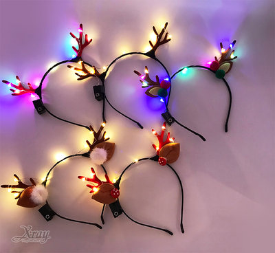 聖誕LED發光鹿角髮箍-59元(綜)，聖誕節/交換禮物/飾品/亮燈髮箍/麋鹿/派對/表演，節慶王【X124901】