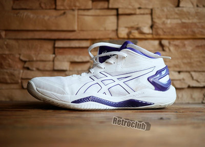 Retro CLUB【一元起標】【二手】日本品牌 ASICS 亞瑟士 GELBURST 27 白紫 籃球鞋 W24507