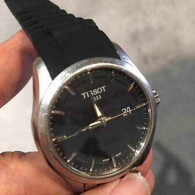 【錶帶家】 22mm 圓弧彎頭矽膠錶帶含不鏽鋼扣安全扣可替代 TISSOT 天梭 T035410A