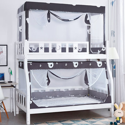 特賣-子母床蚊帳雙層拉鏈梯形帶書架雙層高低床上鋪1.2m下鋪1.5米-不同價錢不同 下標請咨詢客服