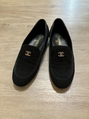 已售出｜Chanel ｜39.5號（適合38.5-39）麂皮雙Ｃ牛津鞋  鞋款超美 小腳好搭配