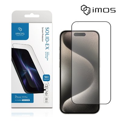 現貨免運【IMOS】iPhone15 Pro 9H (2.5D高透) 超細黑邊滿版康寧玻璃保護貼 現貨