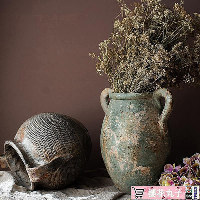 做舊藝術古罐子大花盆花瓶裝飾擺件庭院花園櫥窗陳列拍攝