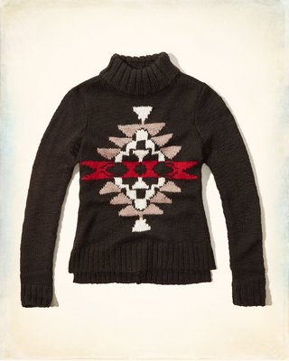 【天普小棧】HOLLISTER HCO Textured Mock Neck Sweater混羊毛套頭毛衣黑色S號