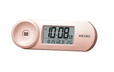 SEIKO CLOCK 精工玫瑰金漸強式鈴聲星期日期溫度液晶顯示電子靜音鬧鐘 型號：QHL067P 新品上市【神梭鐘錶】