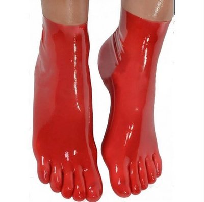 【亞米的偽娘店】【素依】乳膠五指襪 紅色一次成型五指短襪 Latex Toes