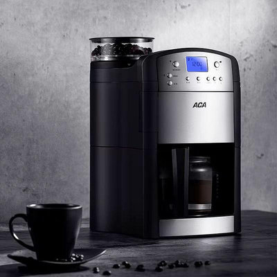 ACA家用全自動咖啡機沖泡研磨一體美式咖啡現磨咖啡機滴漏辦公室