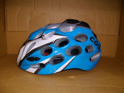超酷蜂巢式自行車安全帽(公路車環義環法破風手)藍白款同Catlike.GIRO.OGK.LAS.KASK.POC