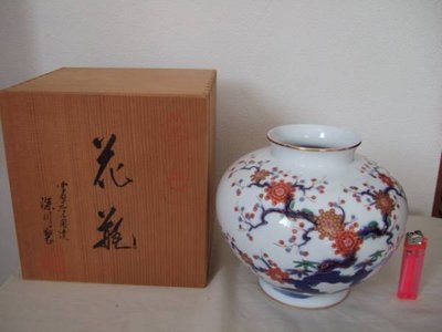 【日本古漾】62301日本皇室御用 深川製磁 有田燒 岩梅花瓶