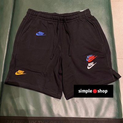【Simple Shop】NIKE 刺繡 彩色 LOGO 短棉褲 運動短褲 黑色 男款 DD4683-010