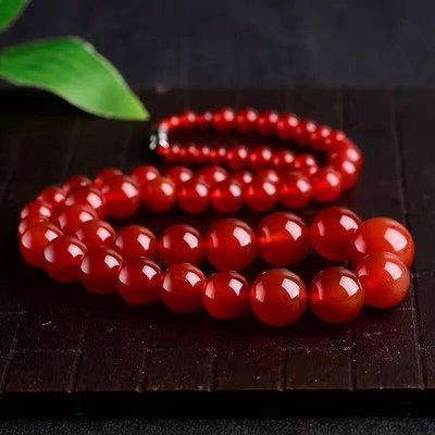 玉石珠寶 巴西冰種5A級紅玉髓塔鏈母女款瑪瑙玉石項鏈飾品