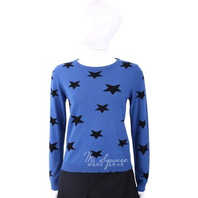 現貨熱銷-MARELLA 撞色星星寶藍針織羊毛衫 1810231-80