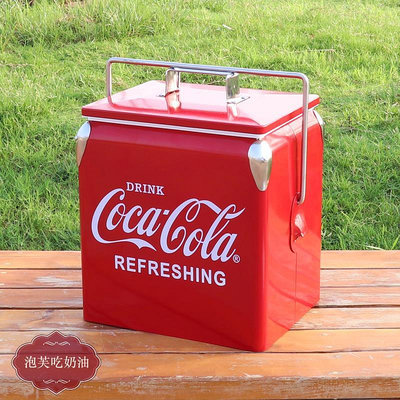 可口可樂冰桶保溫箱 保冷熱13L露營冷藏食品箱手提車載收納送冰袋-泡芙吃奶油
