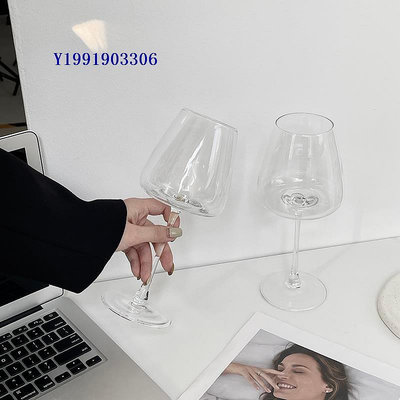 創意ins高顏值紅酒杯輕奢高檔家用凹底水晶玻璃高腳葡萄酒杯歐式