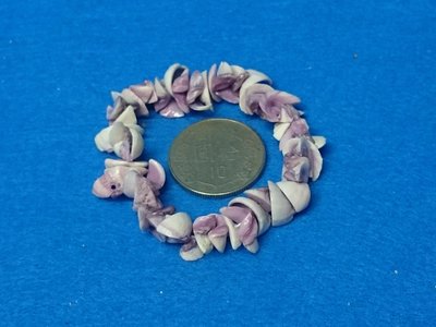 【鑫寶貝】貝殼DIY 貝殼手鍊  紫口珊瑚螺切片相間手鍊  6吋(約15公分) 天然色  天然貝殼製作  買十送一