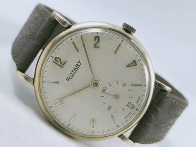 【Rotary】Rotary 勞特萊 原廠9k 手上鍊 數字白面 6點小秒針 經典中型錶款