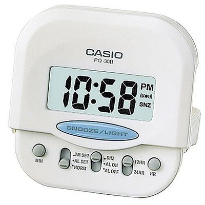 【威哥本舖】Casio台灣原廠公司貨 PQ-30B-7 攜帶型電子鬧鐘 LED燈光 貪睡功能