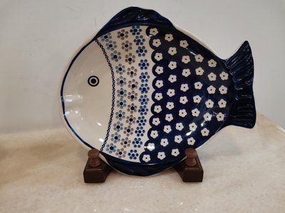 波蘭原裝進口～波蘭陶手工彩繪魚盤 點心盤 ～直購特價