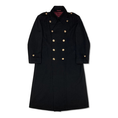 [稀有品] Versace Couture 凡賽斯走秀款 梅杜莎金釦 黑色戰壕雙排釦長版大衣 日本製 XL號