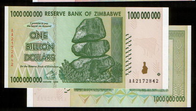ZIMBABWE（辛巴威紙幣 10億 ），P83 ，$1000000000，2008，品相全新UNC