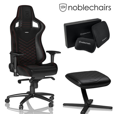 ※售完 Noblechairs 皇家賽車椅 EPIC 搭配置腳蹬+記憶枕組 豪華組 (合成皮款) MAX-001