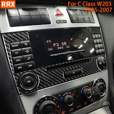 適用於梅賽德斯-賓士 C 級 W203 2005-2007 汽車中控台收音機面板蓋裝飾件真正的碳纖維內飾配件 @车博士