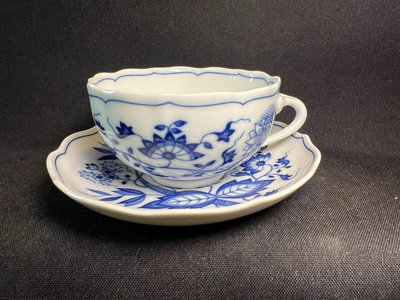 日本回流德國獅牌青花藍洋蔥花口咖啡杯紅茶杯