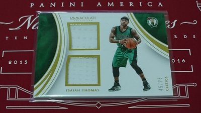 美國職籃 NBA 小國寶 ISAIAH THOMAS 雙球衣卡 (限量75張) (45/75)
